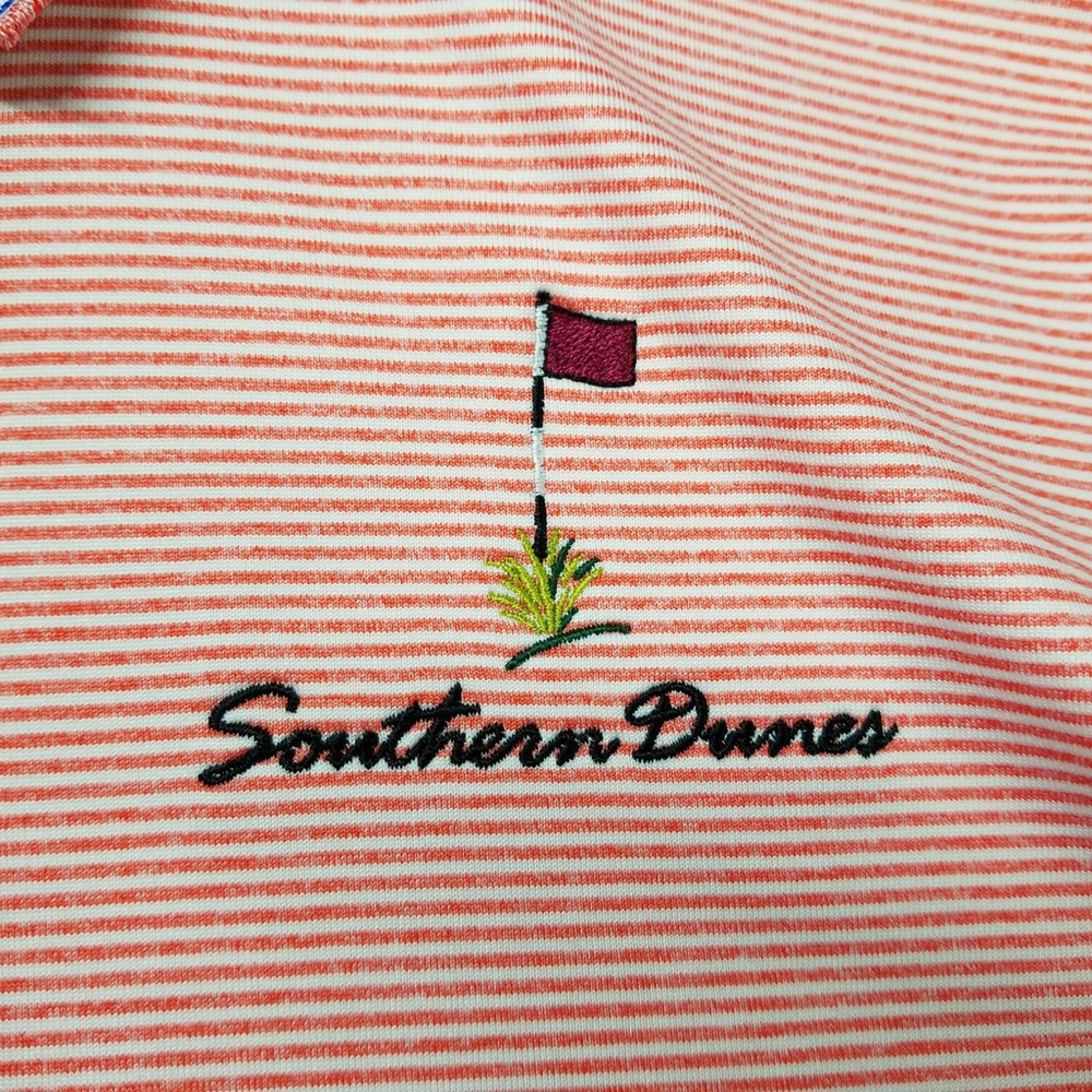 Nike Polo Shirt Mens SIze Large Orange Striped Southern Dunes Golf Course Logo - Picture 4 of 13